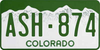 CO license plate ASH874