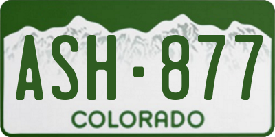 CO license plate ASH877