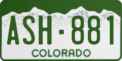 CO license plate ASH881