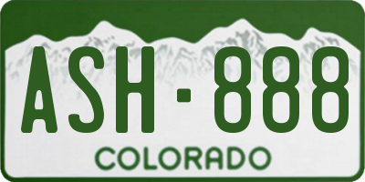 CO license plate ASH888