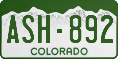 CO license plate ASH892