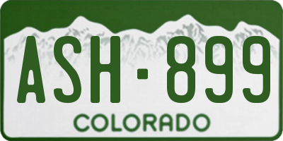 CO license plate ASH899