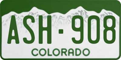 CO license plate ASH908
