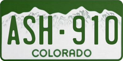 CO license plate ASH910