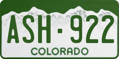 CO license plate ASH922