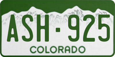 CO license plate ASH925
