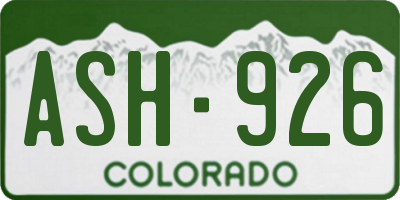 CO license plate ASH926