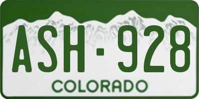 CO license plate ASH928