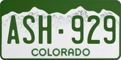 CO license plate ASH929