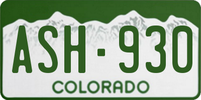 CO license plate ASH930
