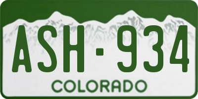 CO license plate ASH934