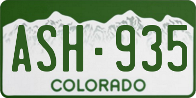 CO license plate ASH935