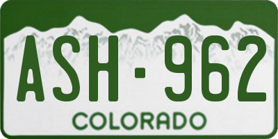 CO license plate ASH962