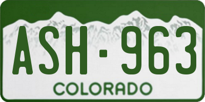 CO license plate ASH963