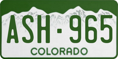 CO license plate ASH965