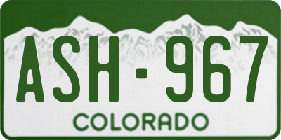 CO license plate ASH967