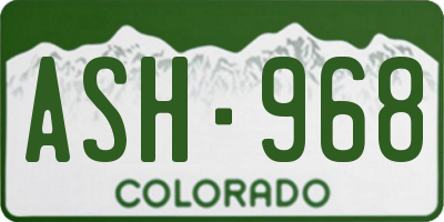 CO license plate ASH968