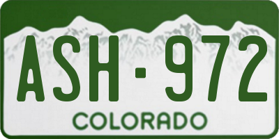 CO license plate ASH972