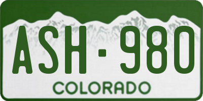 CO license plate ASH980