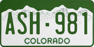 CO license plate ASH981