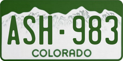 CO license plate ASH983