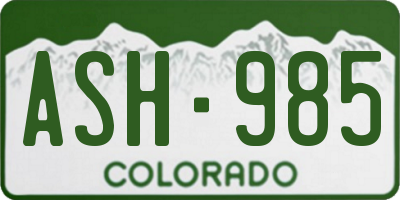 CO license plate ASH985