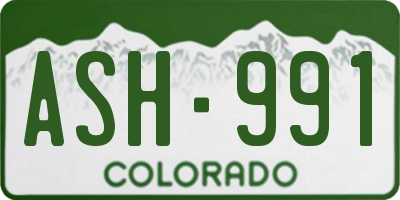CO license plate ASH991
