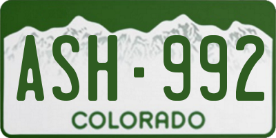 CO license plate ASH992
