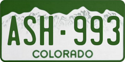 CO license plate ASH993