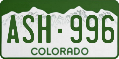 CO license plate ASH996