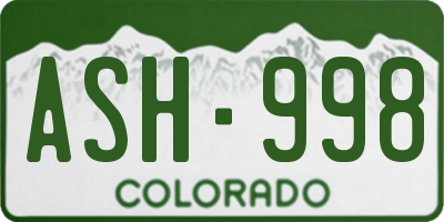 CO license plate ASH998