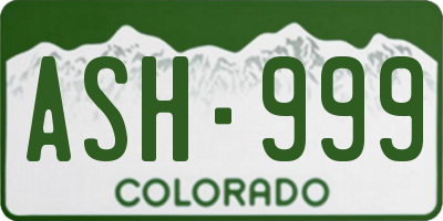 CO license plate ASH999