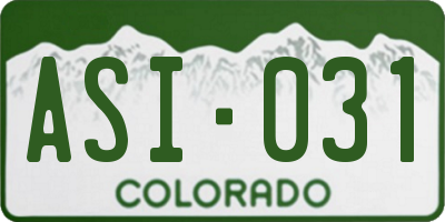 CO license plate ASI031