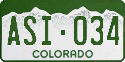 CO license plate ASI034