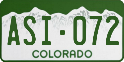 CO license plate ASI072