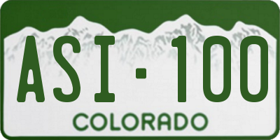 CO license plate ASI100