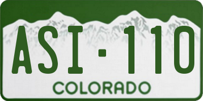 CO license plate ASI110