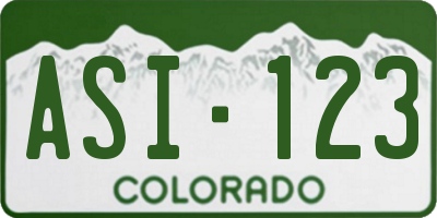 CO license plate ASI123