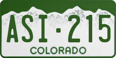 CO license plate ASI215