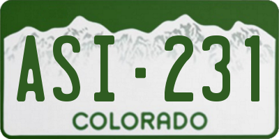 CO license plate ASI231