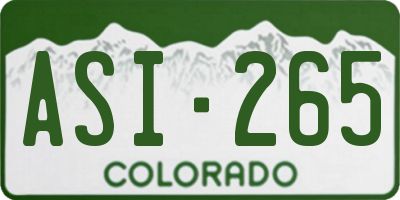 CO license plate ASI265