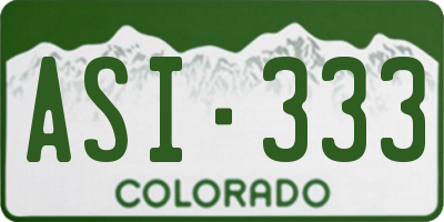 CO license plate ASI333