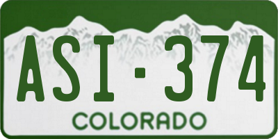 CO license plate ASI374