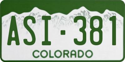 CO license plate ASI381