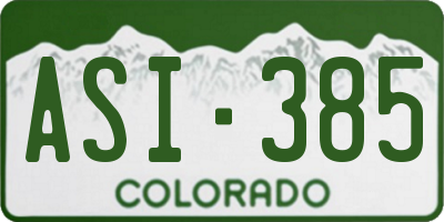 CO license plate ASI385