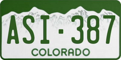 CO license plate ASI387