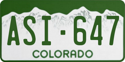 CO license plate ASI647