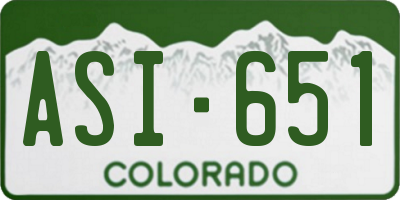 CO license plate ASI651