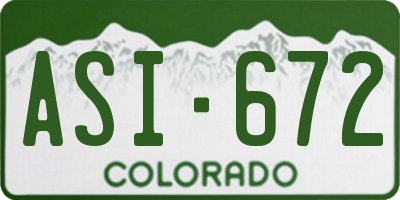 CO license plate ASI672