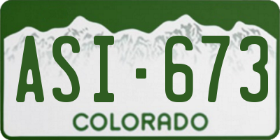 CO license plate ASI673